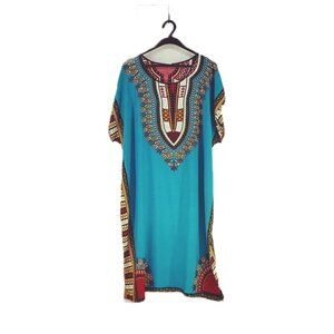 African Boubou/Dashiki dress/kaftan in a pretty deep aqua.